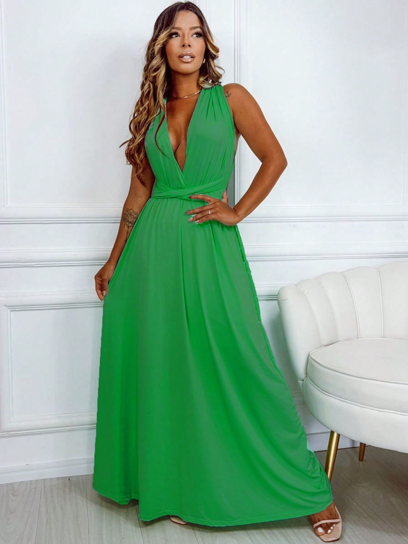 Vestido Feminino Longo Várias Forma de Amarração Infinity